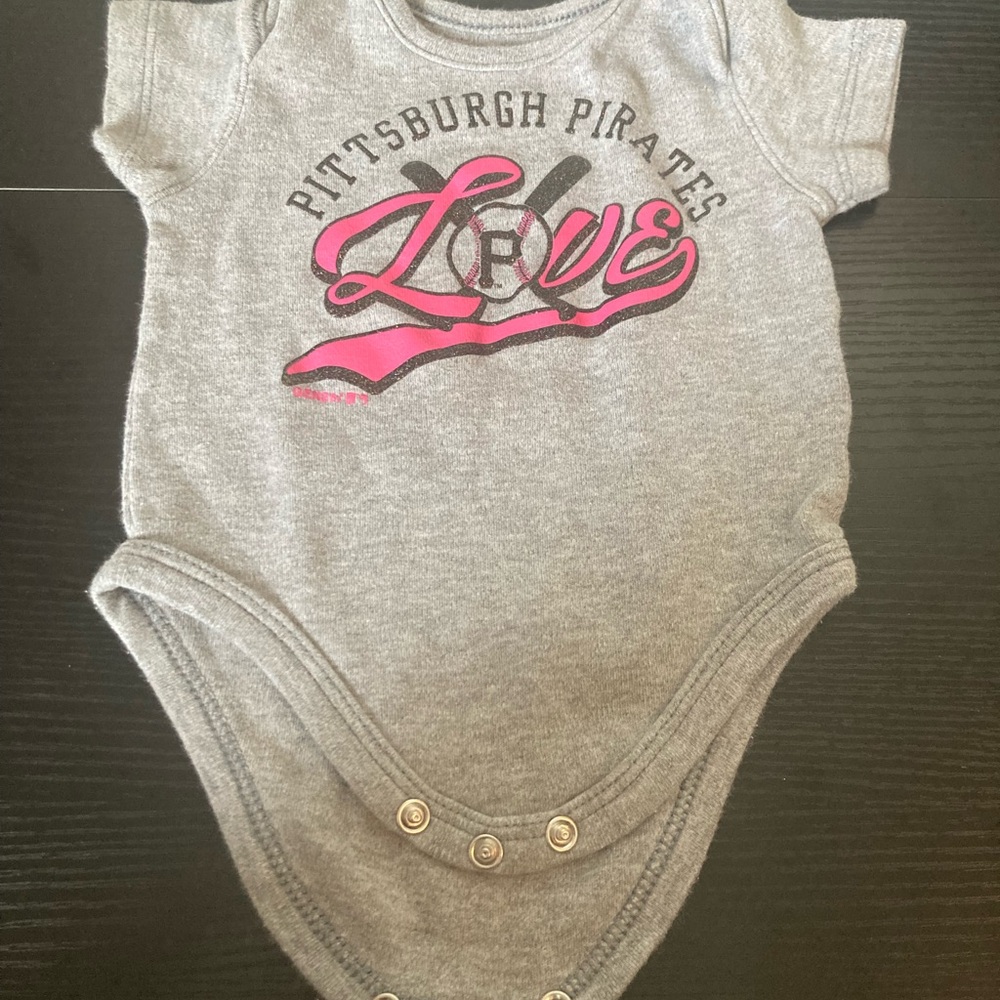 Pittsburgh Pirates Pink & Gray Baseball Onesie